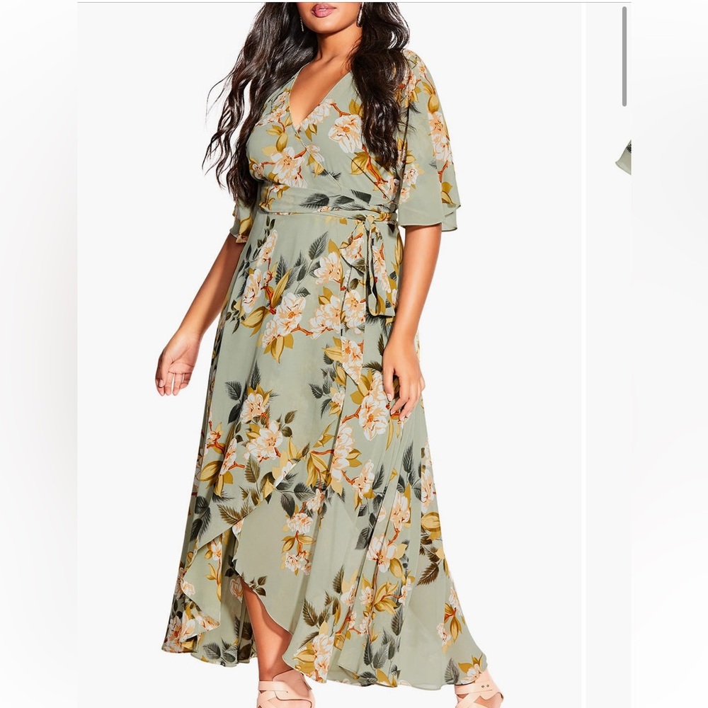 City Chic Magnolia Floral Print Dress